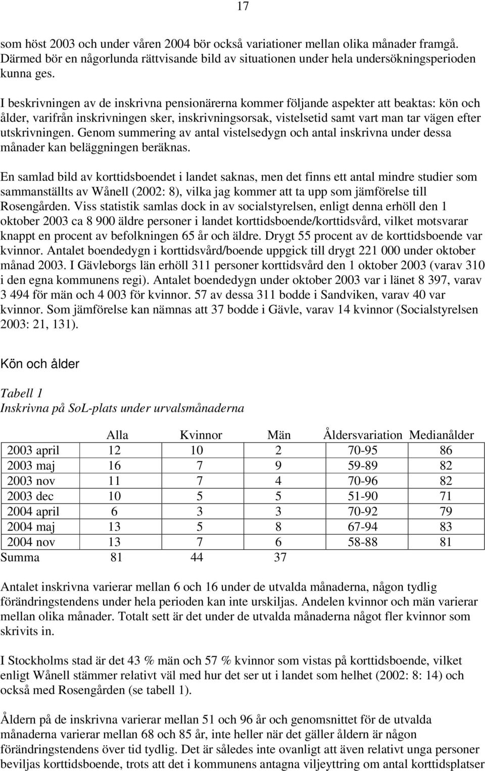 utskrivningen. Genom summering av antal vistelsedygn och antal inskrivna under dessa månader kan beläggningen beräknas.