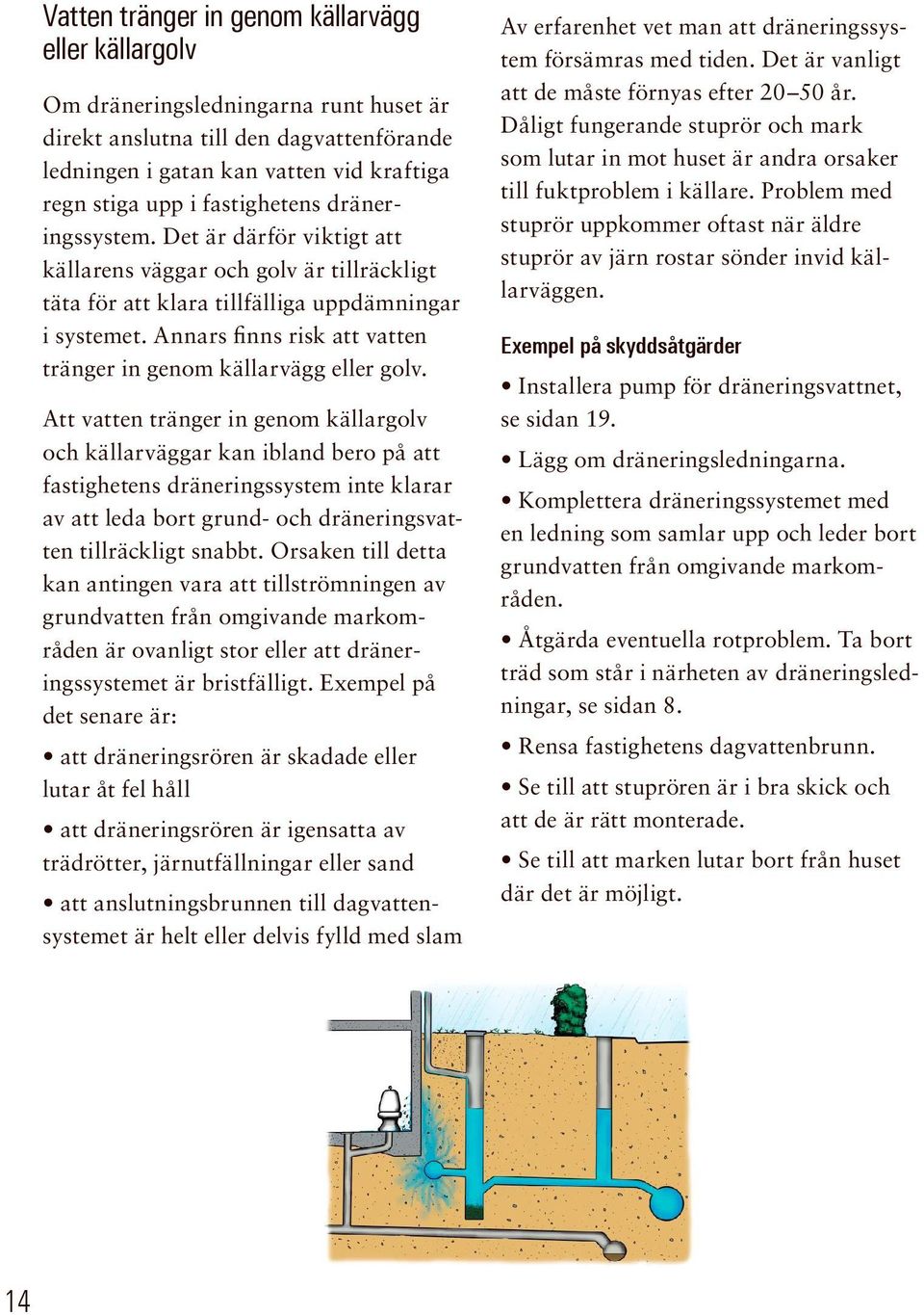 Annars finns risk att vatten tränger in genom källarvägg eller golv.