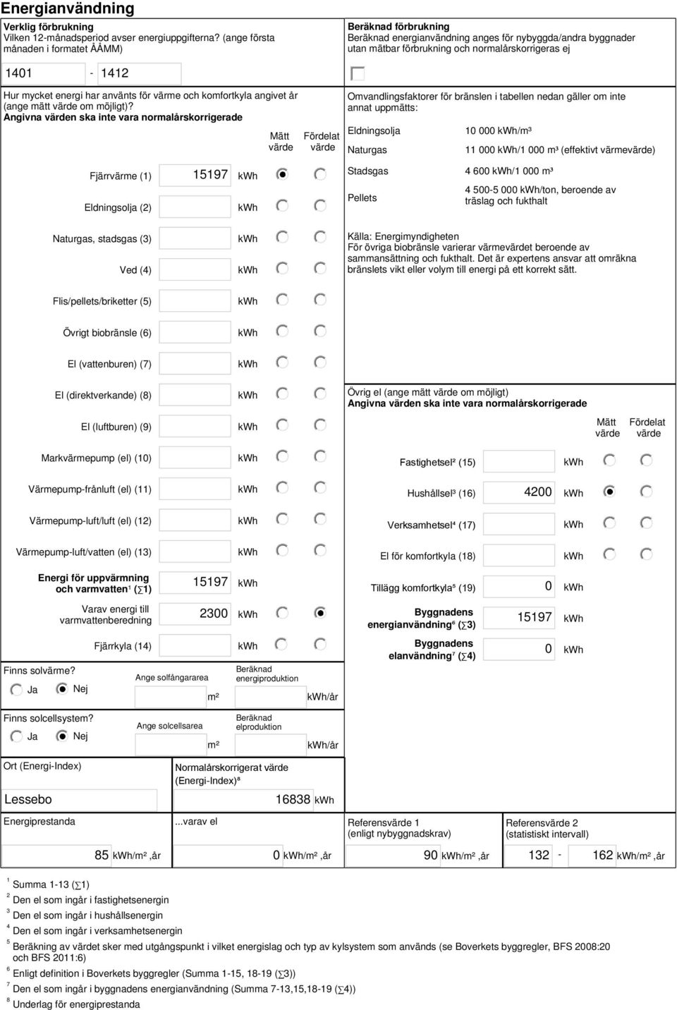 har använts för värme och komfortkyla angivet år (ange mätt om möjligt)?