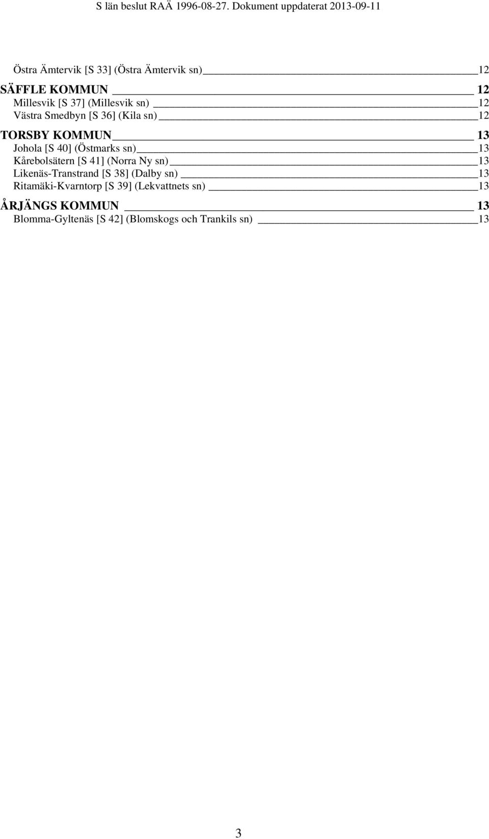 Kårebolsätern [S 41] (Norra Ny sn) 13 Likenäs-Transtrand [S 38] (Dalby sn) 13