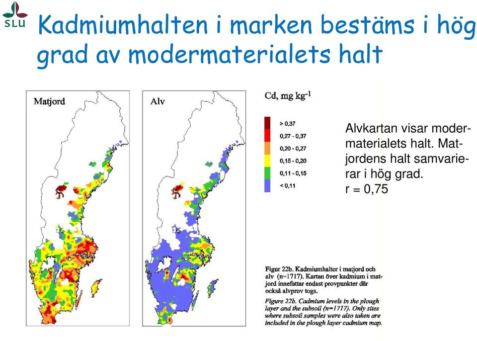 Alvkartan visar modermaterialets halt.