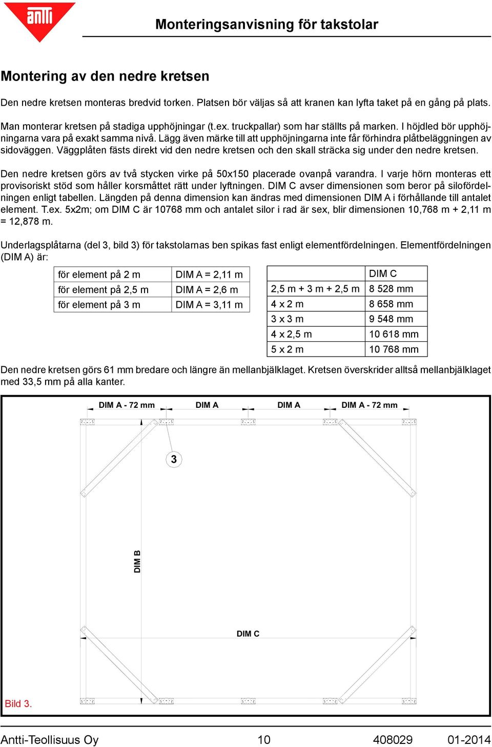 Väggplåten fästs direkt vid den nedre kretsen och den skall sträcka sig under den nedre kretsen. Den nedre kretsen görs av två stycken virke på 50x150 placerade ovanpå varandra.