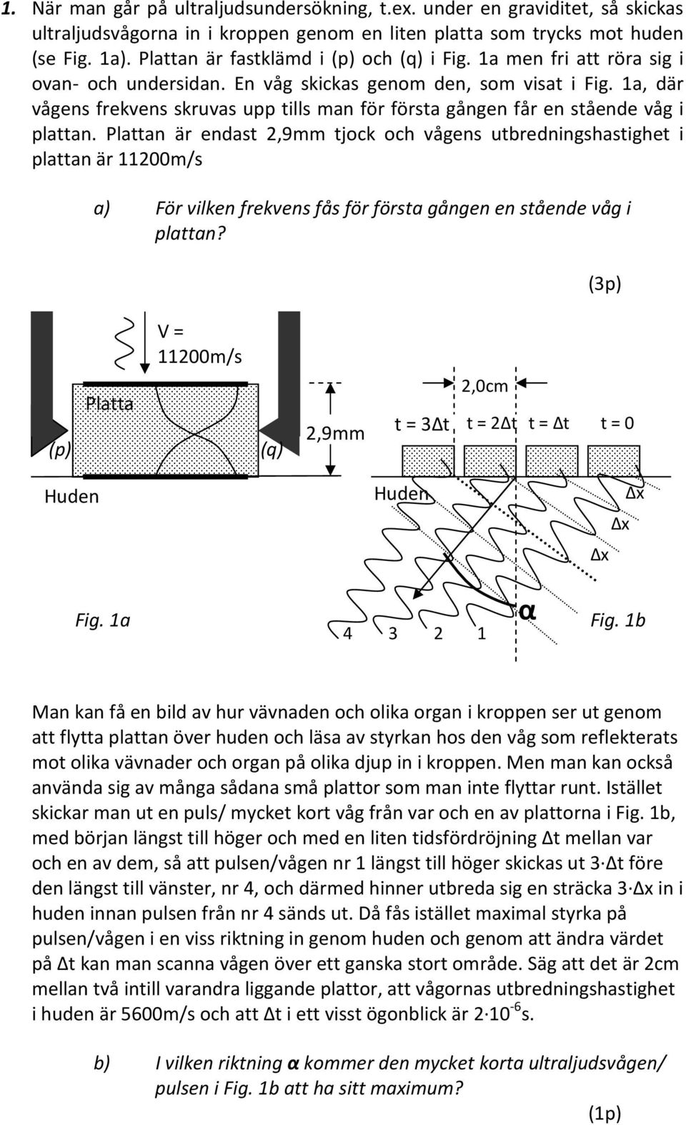 1a, där vågens frekvens skruvas upp tills man för första gången får en stående våg i plattan.