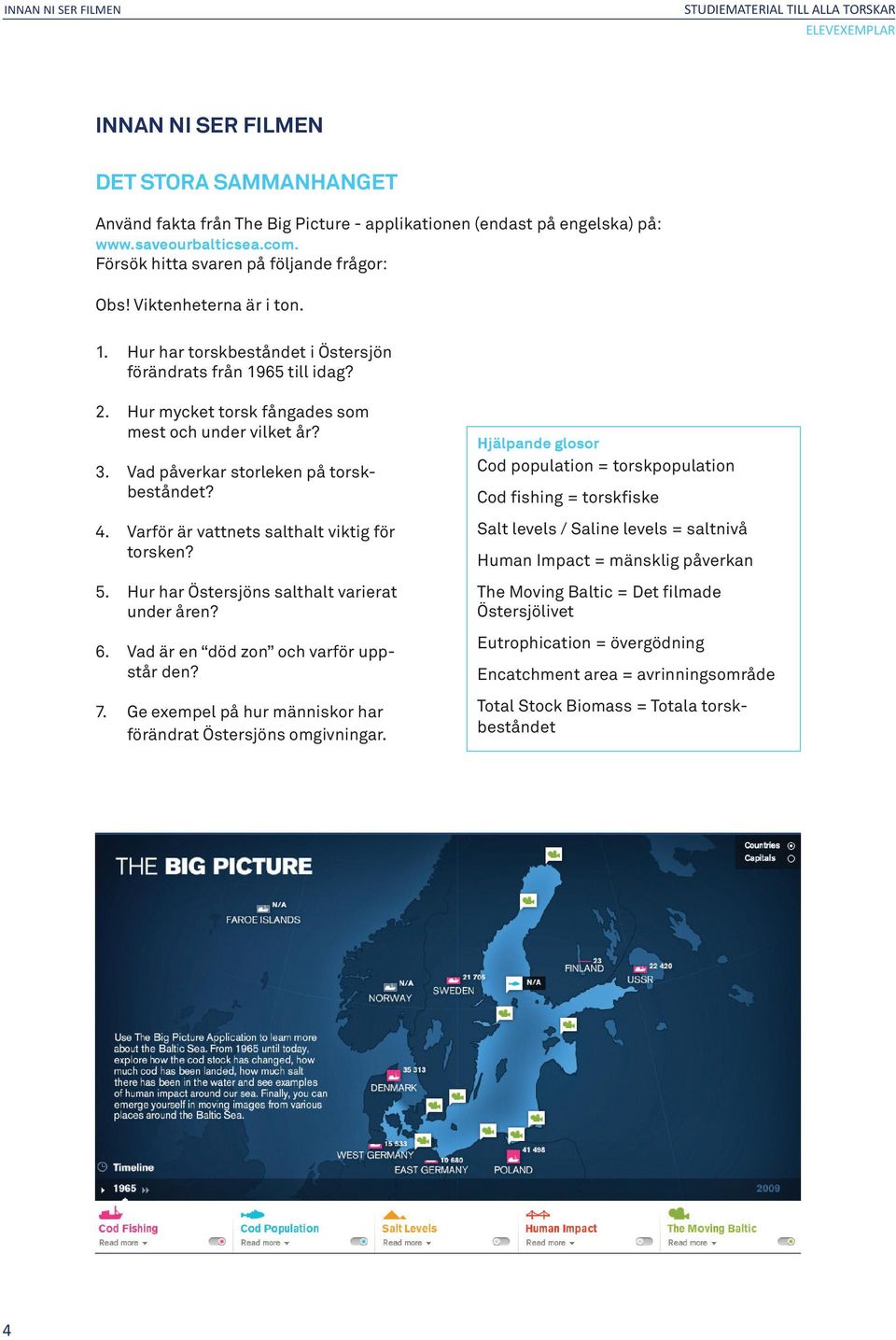 Vad påverkar storleken på torskbeståndet? 4. Varför är vattnets salthalt viktig för torsken? 5. Hur har Östersjöns salthalt varierat under åren? 6. Vad är en död zon och varför uppstår den? 7.