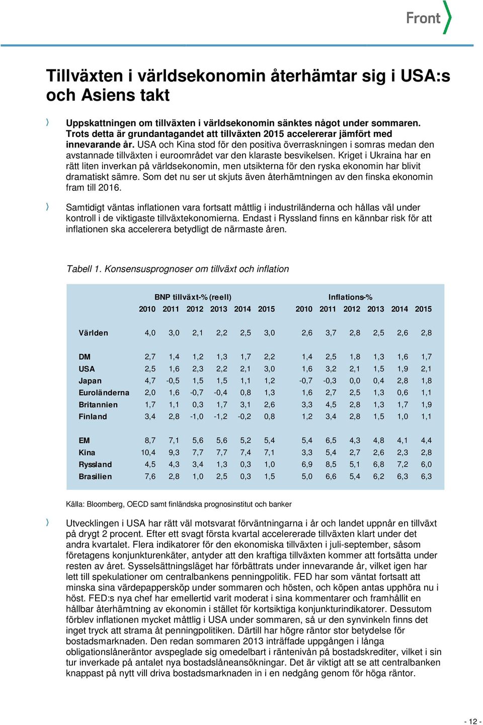 USA och Kina stod för den positiva överraskningen i somras medan den avstannade tillväxten i euroområdet var den klaraste besvikelsen.