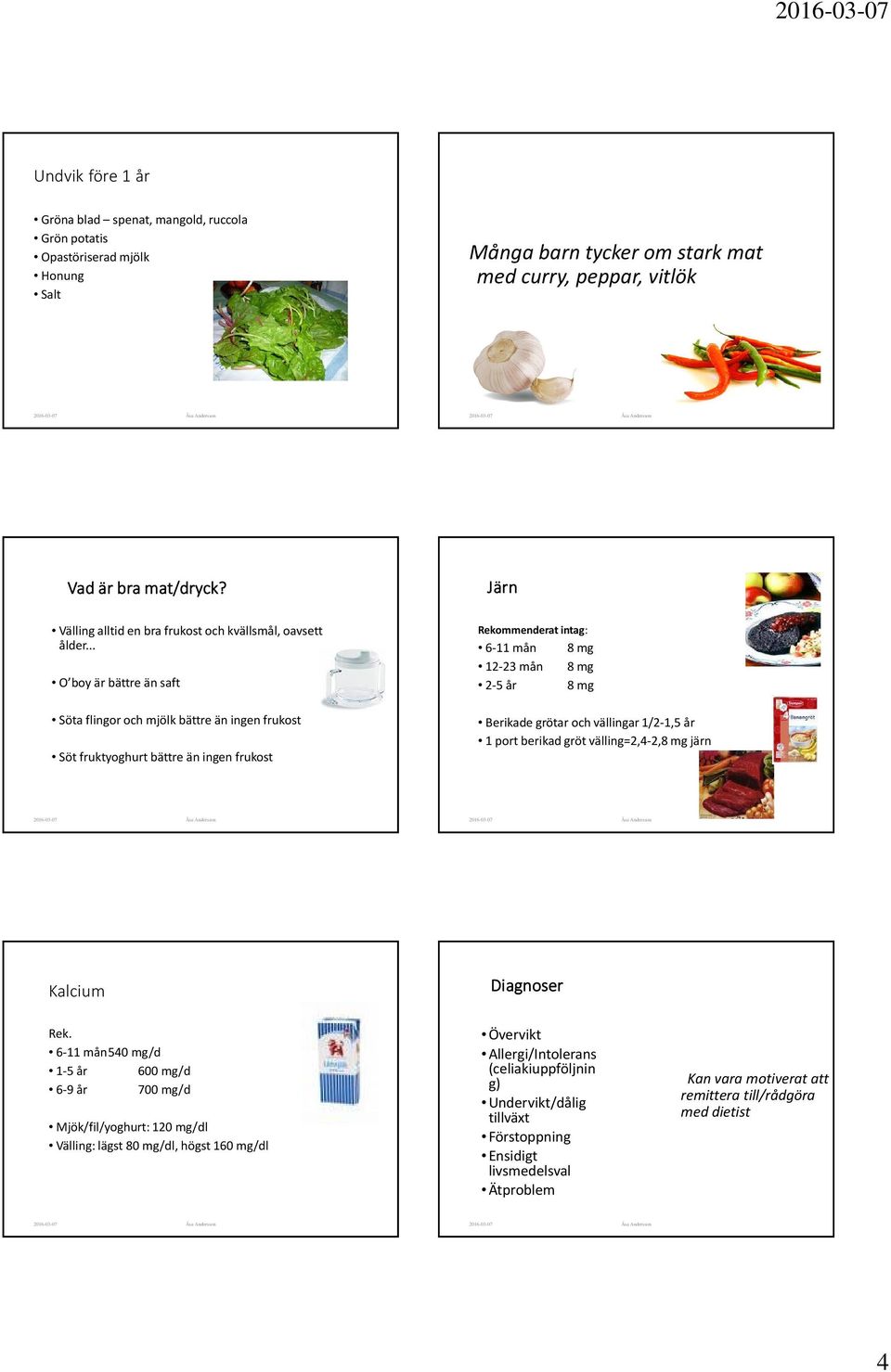 .. O boyär bättre än saft Söta flingor och mjölk bättre än ingen frukost Söt fruktyoghurt bättre än ingen frukost Rekommenderat intag: 6-11 mån 8 mg 12-23 mån 8 mg 2-5 år 8 mg Berikade grötar och