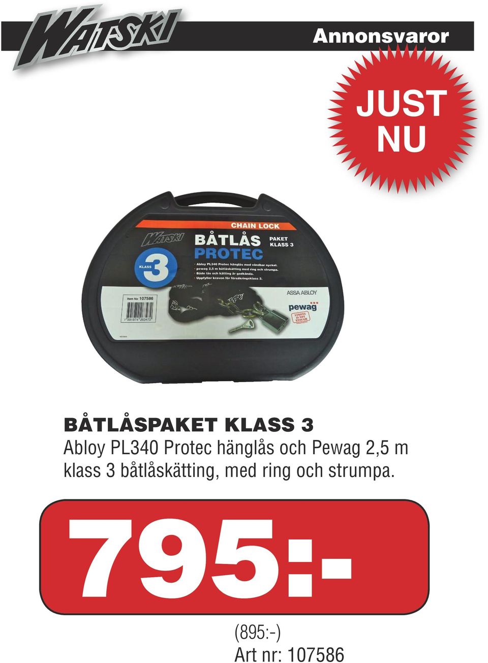 klass 3 båtlåskätting, med ring