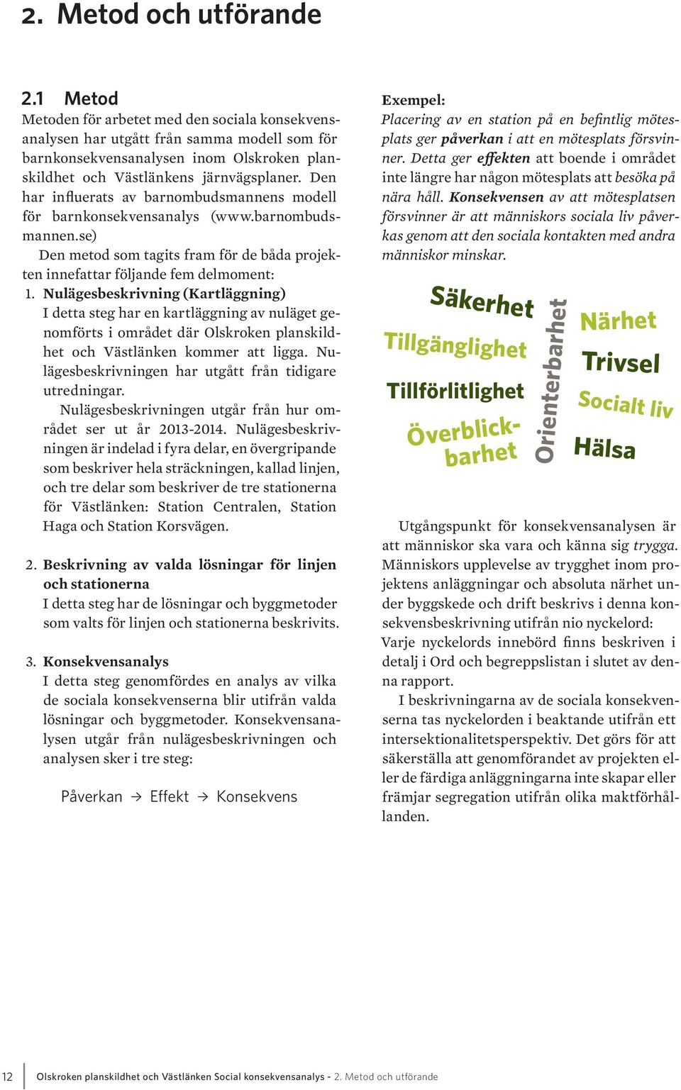 Den har influerats av barnombudsmannens modell för barnkonsekvensanalys (www.barnombudsmannen.se) Den metod som tagits fram för de båda projekten innefattar följande fem delmoment: 1.