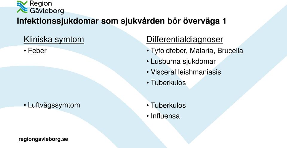 Tyfoidfeber, Malaria, Brucella Lusburna sjukdomar