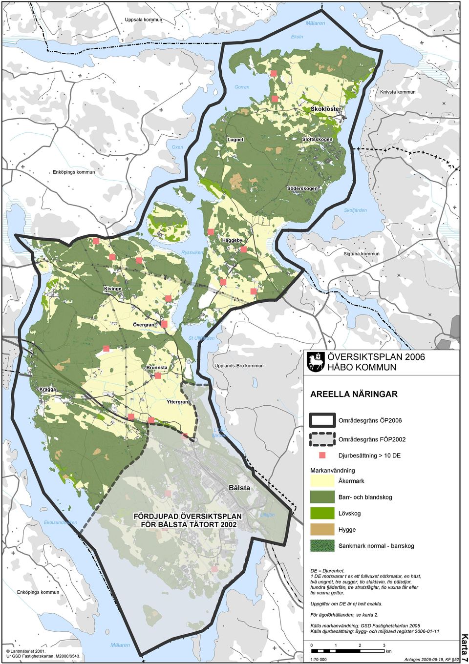 DE motsvarar t ex ett fullvuxet nötkreatur, en häst, två ungnöt, tre suggor, tio slaktsvin, tio pälsdjur, hundra fjäderfän, tre strutsfåglar, tio vuxna