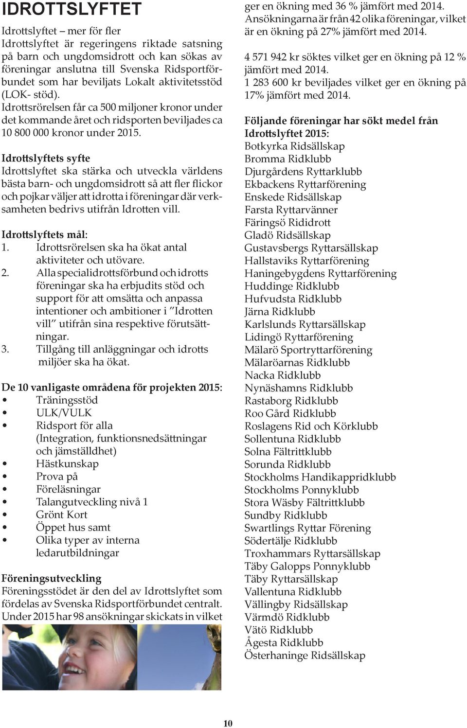 Idrottslyftets syfte Idrottslyftet ska stärka och utveckla världens bästa barn- och ungdomsidrott så att fler flickor och pojkar väljer att idrotta i föreningar där verksamheten bedrivs utifrån