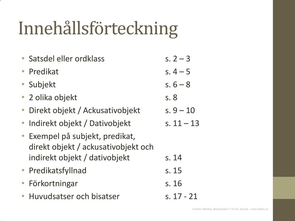 9 10 Indirekt objekt / Dativobjekt s.