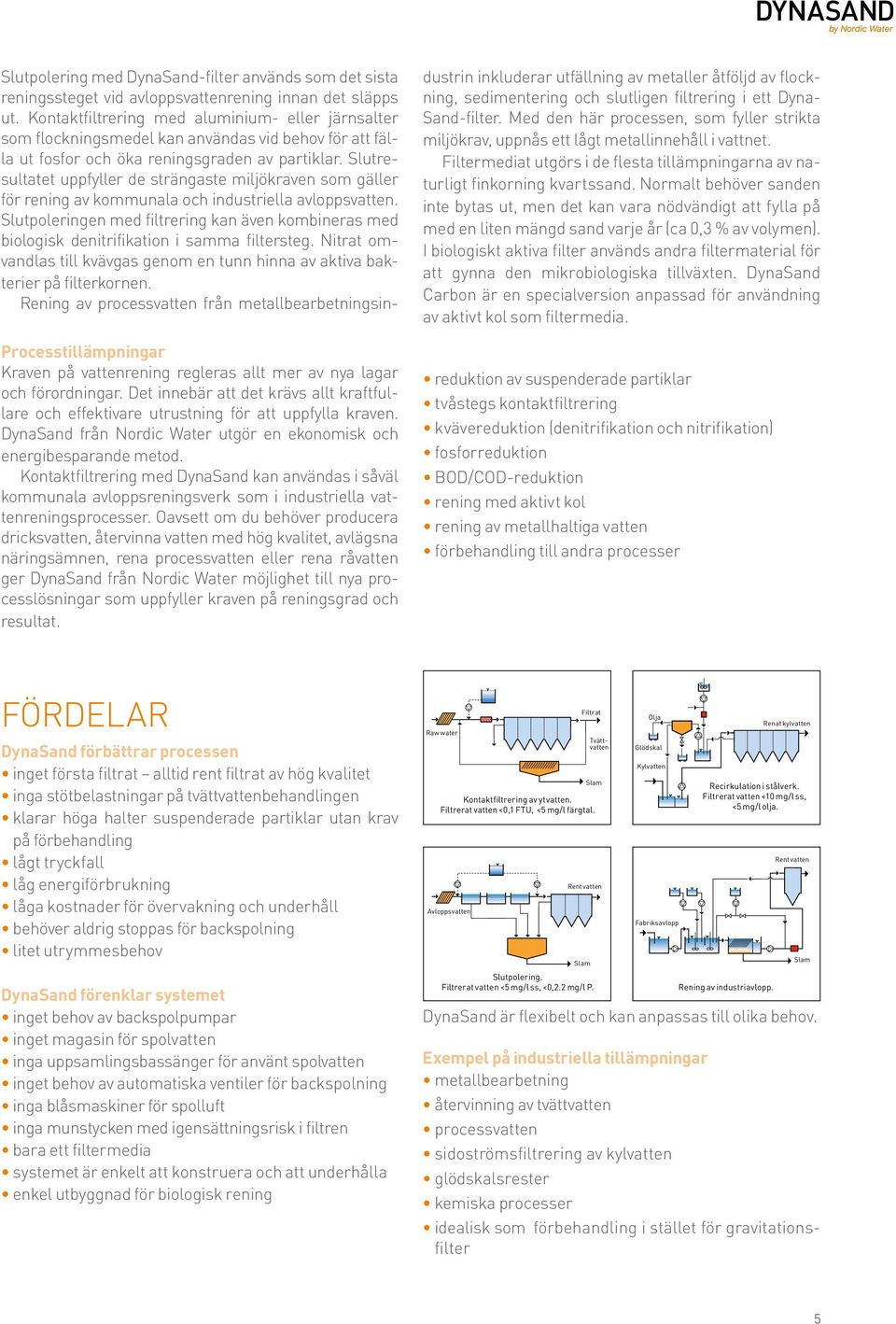 Oavsett om du behöver producera dricksvatten, återvinna vatten med hög kvalitet, avlägsna näringsämnen, rena processvatten eller rena råvatten ger DynaSand från Nordic Water möjlighet till nya