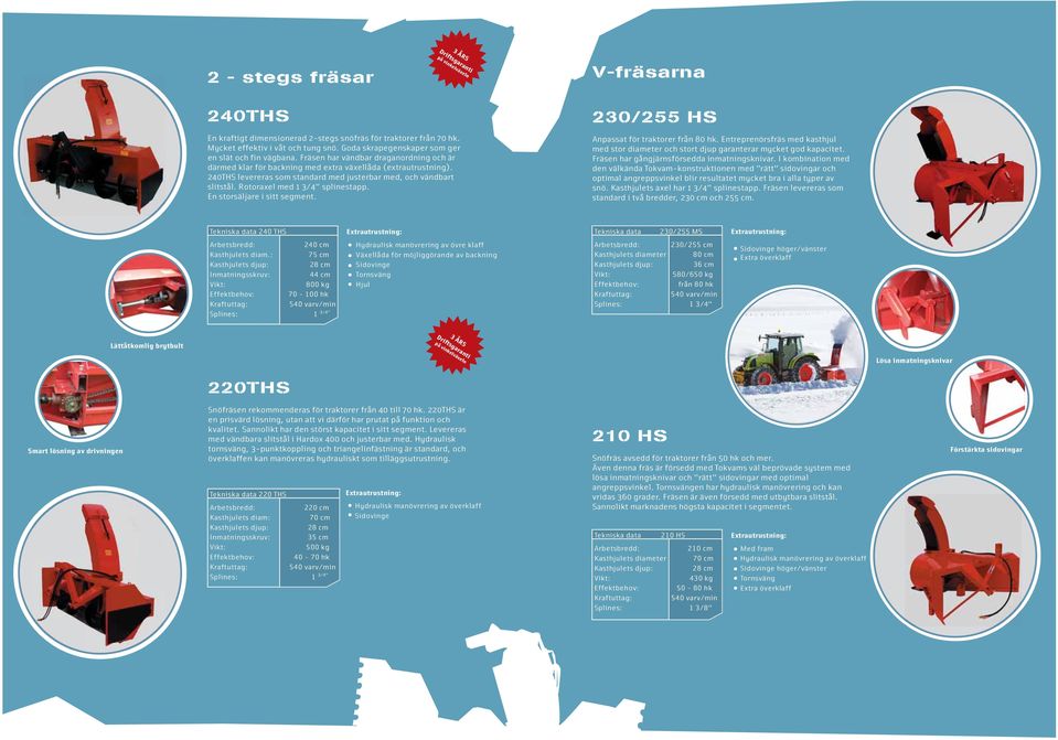240THS levereras som standard med justerbar med, och vändbart slitstål. Rotoraxel med 1 3/4" splinestapp. En storsäljare i sitt segment. 230/255 HS Anpassat för traktorer från 80 hk.
