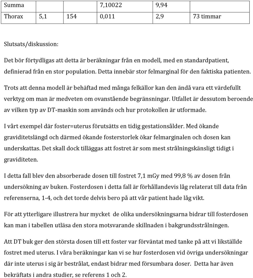 Trots att denna modell är behäftad med många felkällor kan den ändå vara ett värdefullt verktyg om man är medveten om ovanstående begränsningar.