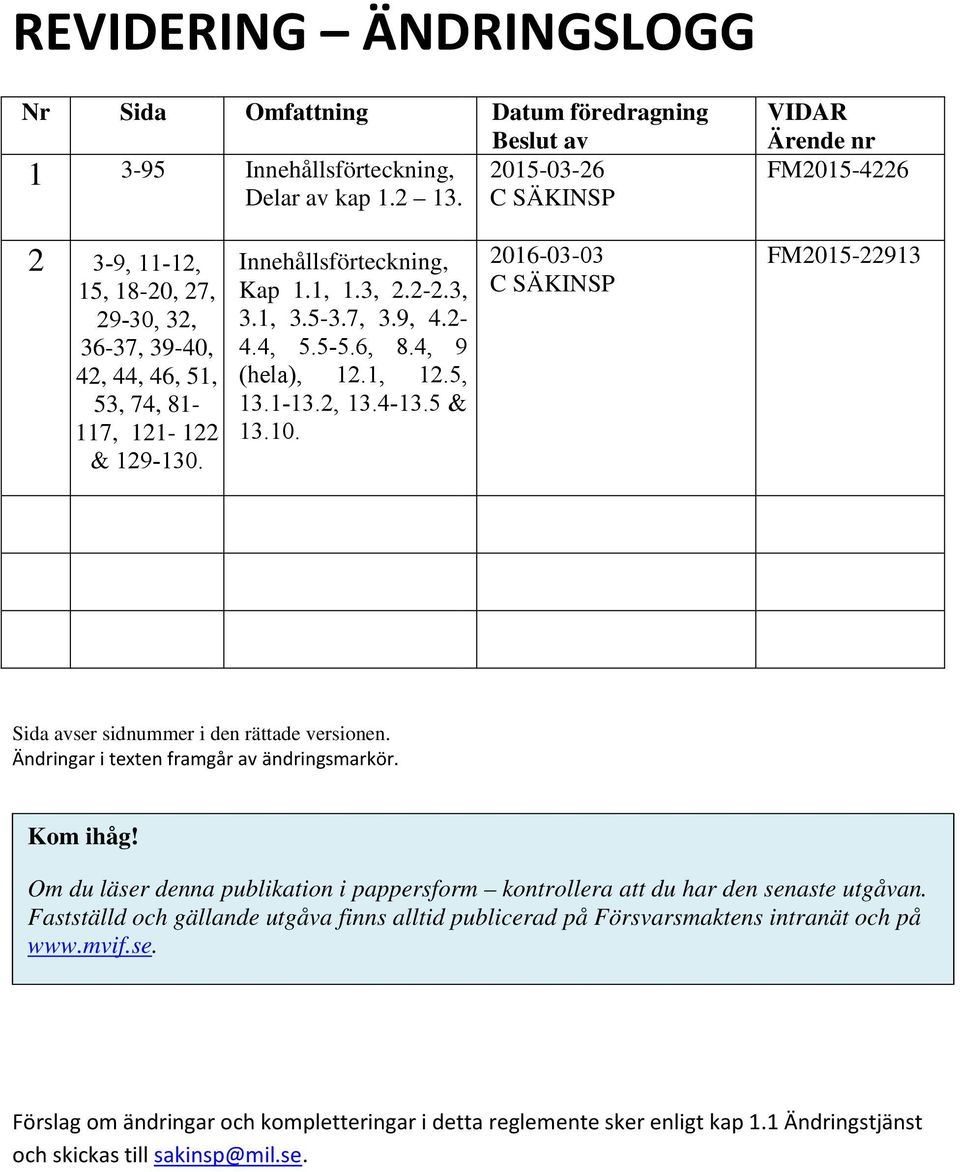 Innehållsförteckning, Kap 1.1, 1.3, 2.2-2.3, 3.1, 3.5-3.7, 3.9, 4.2-4.4, 5.5-5.6, 8.4, 9 (hela), 12.1, 12.5, 13.1-13.2, 13.4-13.5 & 13.10.