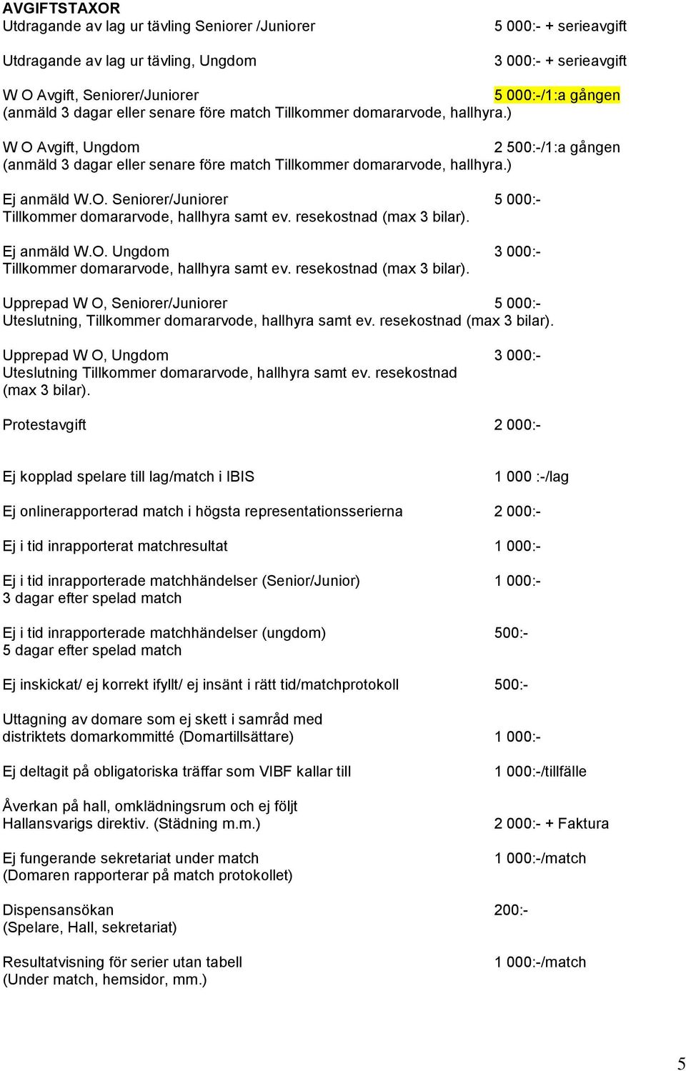 resekostnad (max 3 bilar). Ej anmäld W.O. Ungdom 3 000:- Tillkommer domararvode, hallhyra samt ev. resekostnad (max 3 bilar).