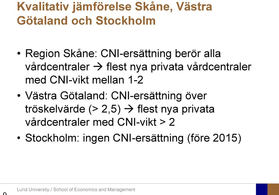 CNI-vikt mellan 1-2 Västra Götaland: CNI-ersättning över tröskelvärde (> 2,5)