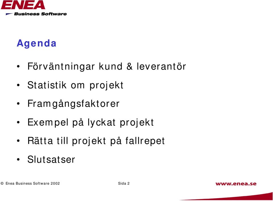 Exempel på lyckat projekt Rätta till projekt