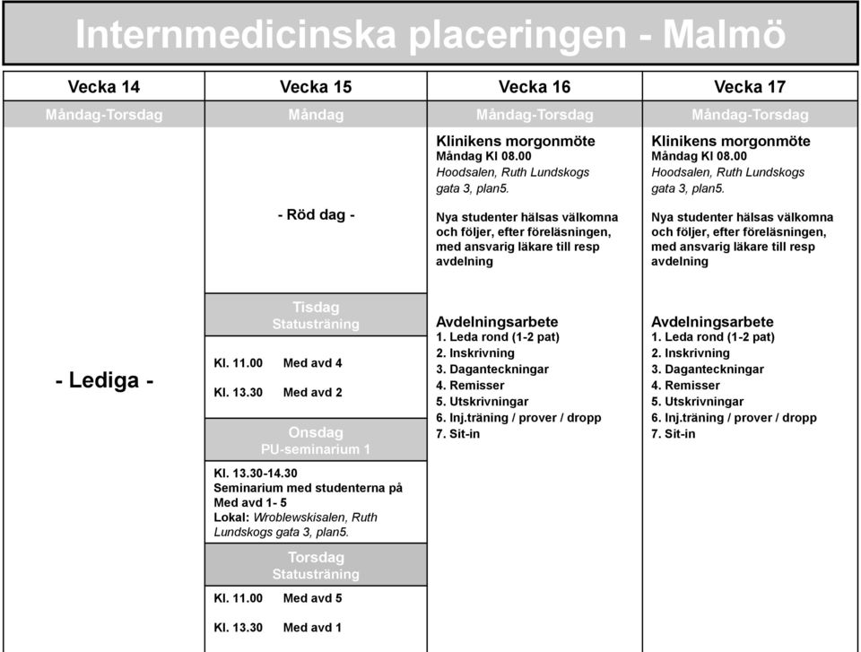 Måndag- Måndag Måndag-