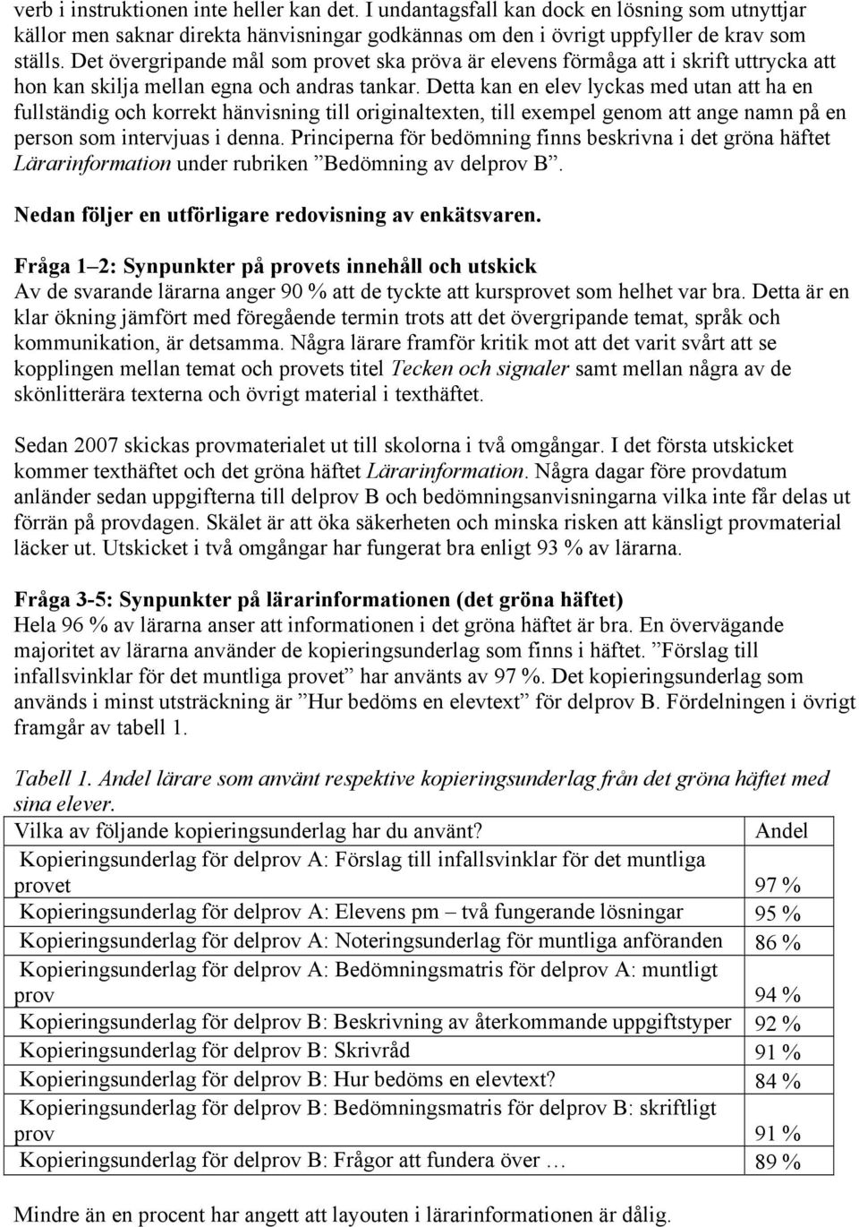 Detta kan en elev lyckas med utan att ha en fullständig och korrekt hänvisning till originaltexten, till exempel genom att ange namn på en person som intervjuas i denna.