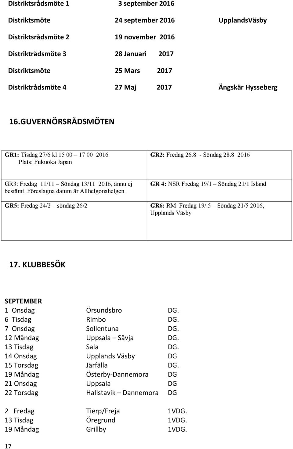 8 2016 GR3: Fredag 11/11 Söndag 13/11 2016, ännu ej bestämt. Föreslagna datum är Allhelgonahelgen. GR 4: NSR Fredag 19/1 Söndag 21/1 Island GR5: Fredag 24/2 söndag 26/2 GR6: RM Fredag 19/.