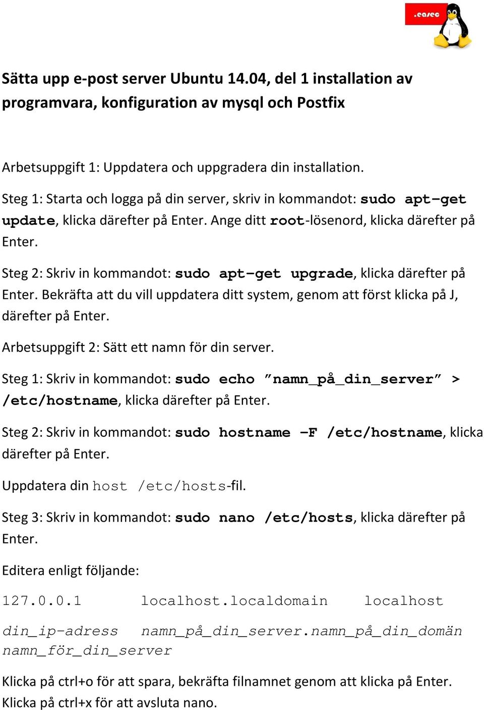 Steg 2: Skriv in kommandot: sudo apt-get upgrade, klicka därefter på Enter. Bekräfta att du vill uppdatera ditt system, genom att först klicka på J, därefter på Enter.