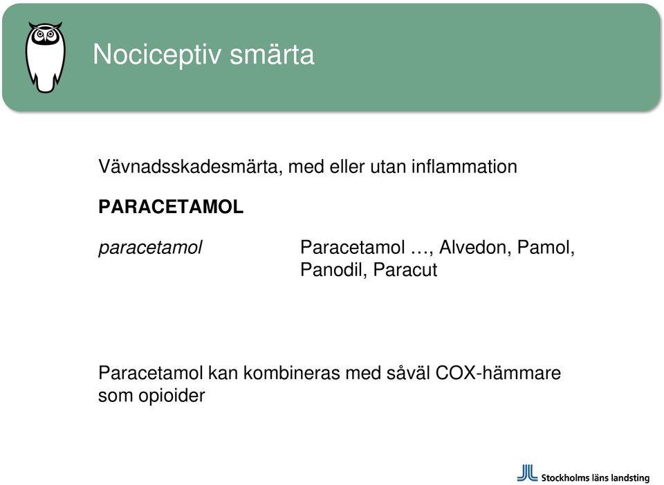 Paracetamol, Alvedon, Pamol, Panodil, Paracut