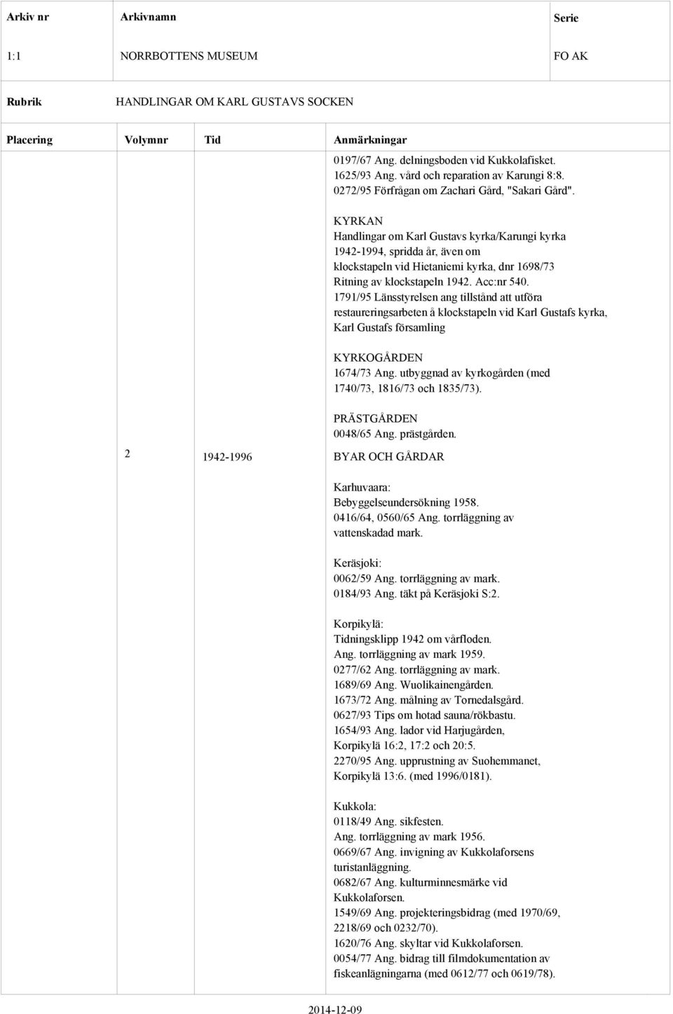 1791/95 Länsstyrelsen ang tillstånd att utföra restaureringsarbeten å klockstapeln vid Karl Gustafs kyrka, Karl Gustafs församling KYRKOGÅRDEN 1674/73 Ang.