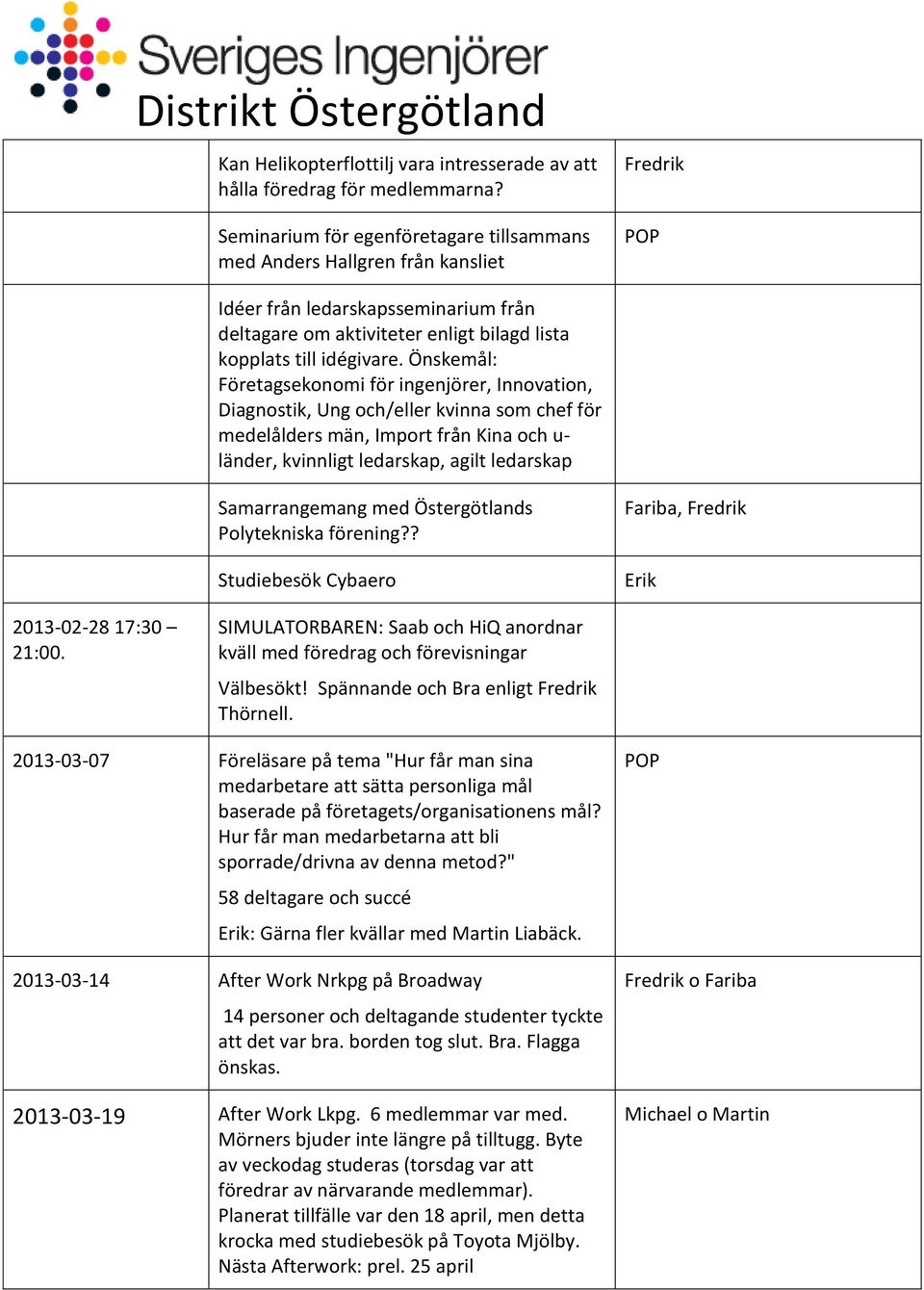 Önskemål: Företagsekonomi för ingenjörer, Innovation, Diagnostik, Ung och/eller kvinna som chef för medelålders män, Import från Kina och u- länder, kvinnligt ledarskap, agilt ledarskap