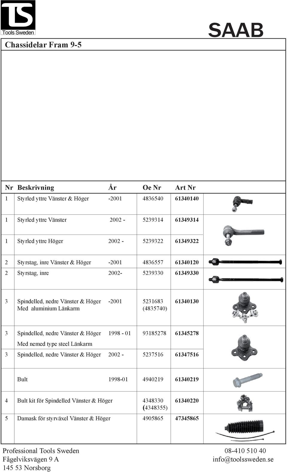 5231683 61340130 Med aluminium Länkarm (4835740) 3 Spindelled, nedre Vänster & Höger 1998-01 93185278 61345278 Med nemed type steel Länkarm 3 Spindelled, nedre Vänster &