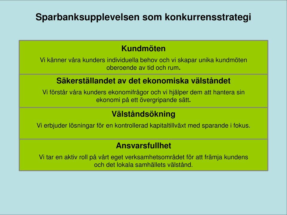 Säkerställandet av det ekonomiska välståndet Vi förstår våra kunders ekonomifrågor och vi hjälper dem att hantera sin ekonomi på