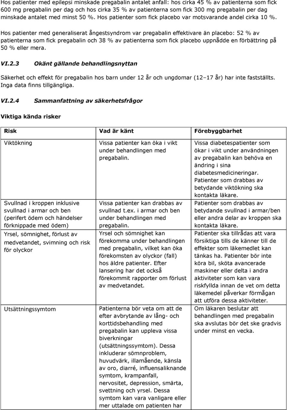 Hos patienter med generaliserat ångestsyndrom var pregabalin effektivare än placebo: 52 % av patienterna som fick pregabalin och 38 % av patienterna som fick placebo uppnådde en förbättring på 50 %