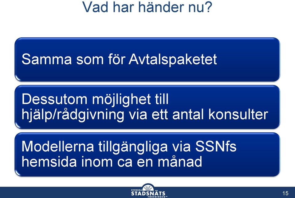 möjlighet till hjälp/rådgivning via ett