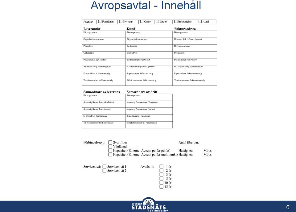 Affärsansvarig kontaktperson Fakturaansvarig kontaktperson E-postadress Affärsansvarig E-postadress Affärsansvarig E-postadress Fakturaansvarig Telefonnummer Affärsansvarig Telefonnummer