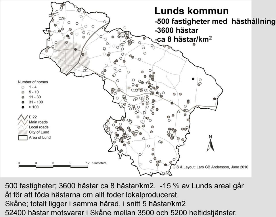 -15 % av Lunds areal går åt för att föda hästarna om allt foder lokalproducerat.