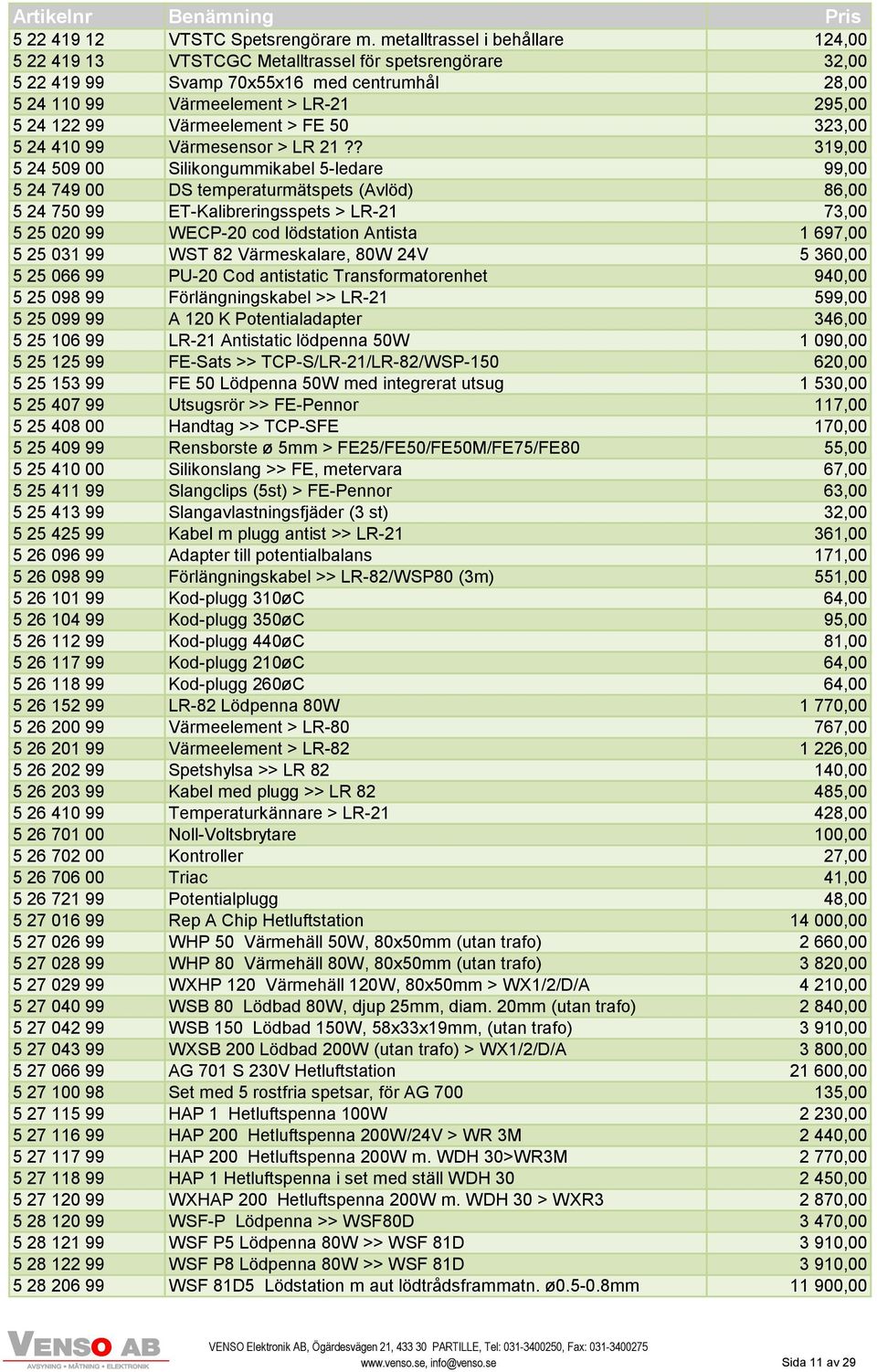 Värmeelement > FE 50 323,00 5 24 410 99 Värmesensor > LR 21?