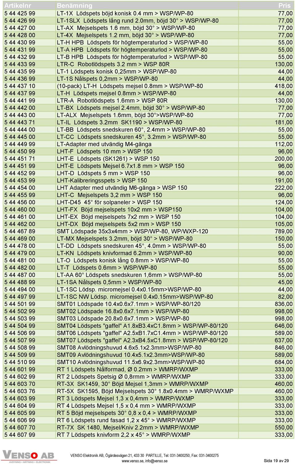 2 mm, böjd 30 > WSP/WP-80 77,00 5 44 430 99 LT-H HPB Lödspets för högtemperaturlod > WSP/WP-80 55,00 5 44 431 99 LT-A HPB Lödspets för högtemperaturlod > WSP/WP-80 55,00 5 44 432 99 LT-B HPB Lödspets
