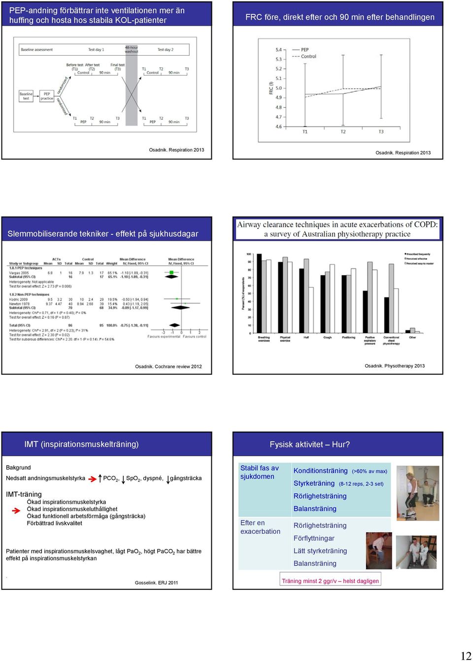 Bakgrund Nedsatt andningsmuskelstyrka PCO 2, SpO 2, dyspné, gångsträcka IMT-träning Ökad inspirationsmuskelstyrka Ökad inspirationsmuskeluthållighet Ökad funktionell arbetsförmåga (gångsträcka)