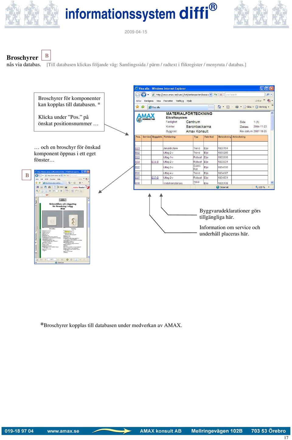 ] Broschyrer för komponenter kan kopplas till databasen. * Klicka under Pos.