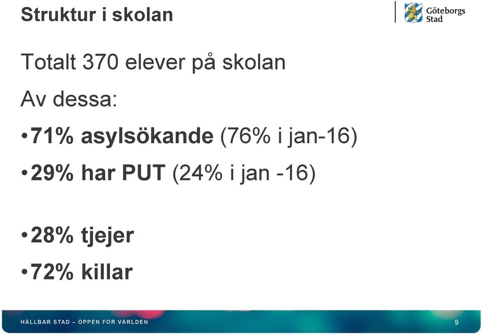 asylsökande (76% i jan-16) 29% har