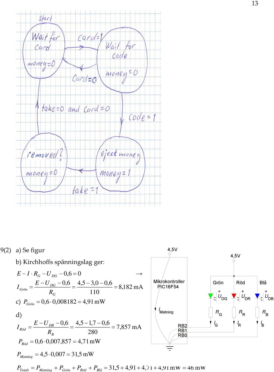 U DB d) öd P öd E U D 0,6 4,5 1,7 0,6 7,857 m 80 0,6 0,007,857 4,71 mw Matning B B1 B0 G G B B