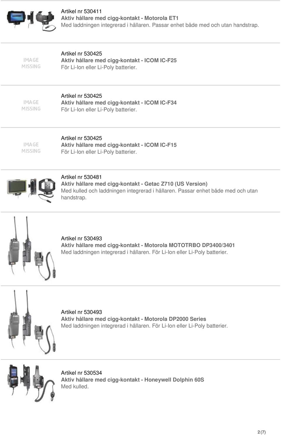 Artikel nr 530425 Aktiv hållare med cigg-kontakt - ICOM IC-F15 För Li-Ion eller Li-Poly batterier.