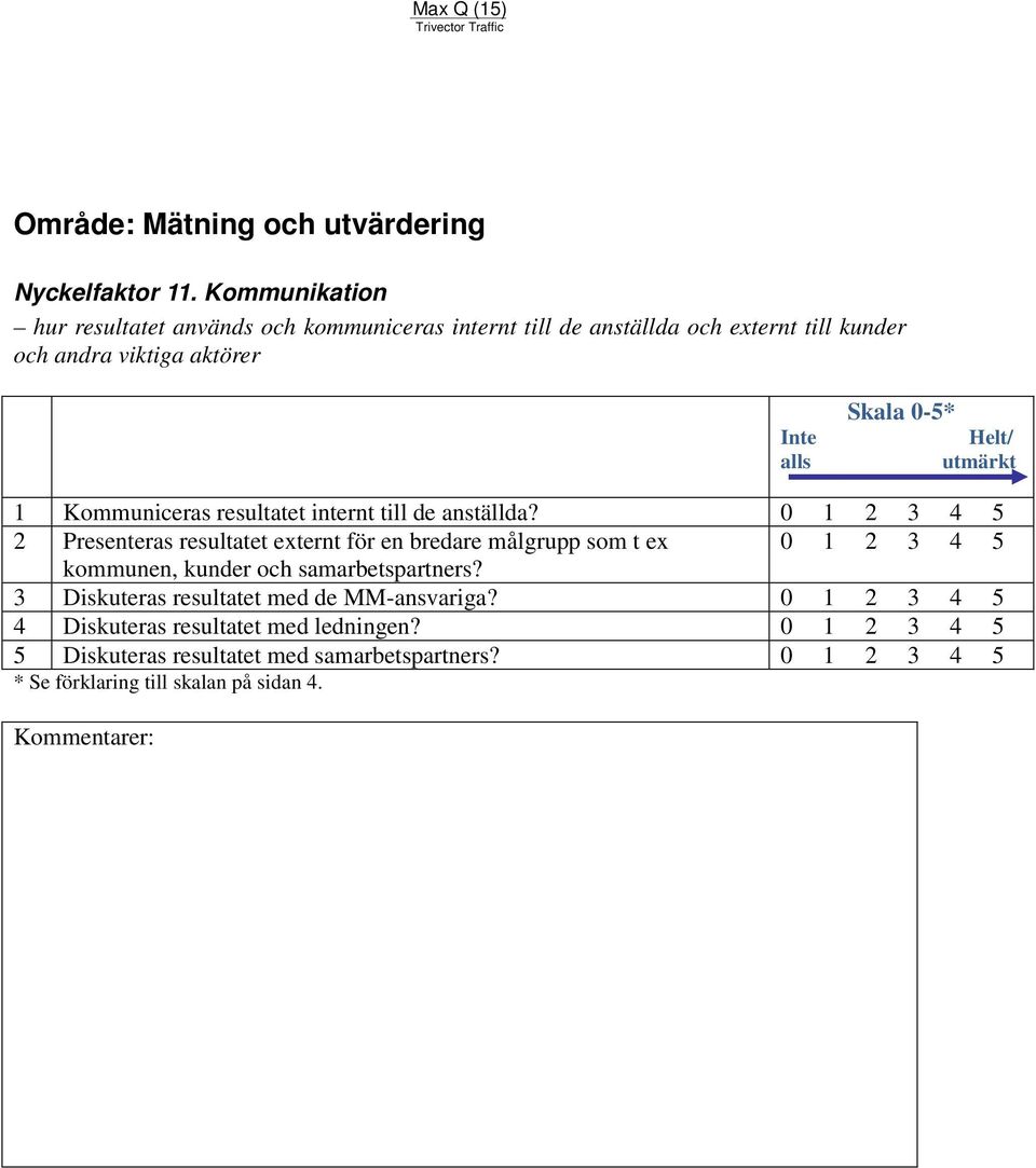 viktiga aktörer 1 Kommuniceras resultatet internt till de anställda?