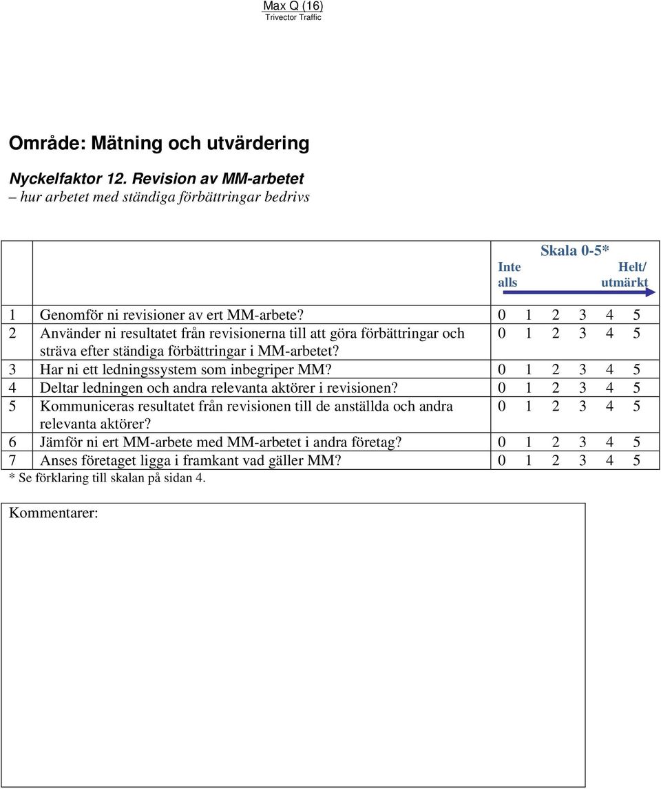 2 Använder ni resultatet från revisionerna till att göra förbättringar och sträva efter ständiga förbättringar i MM-arbetet?