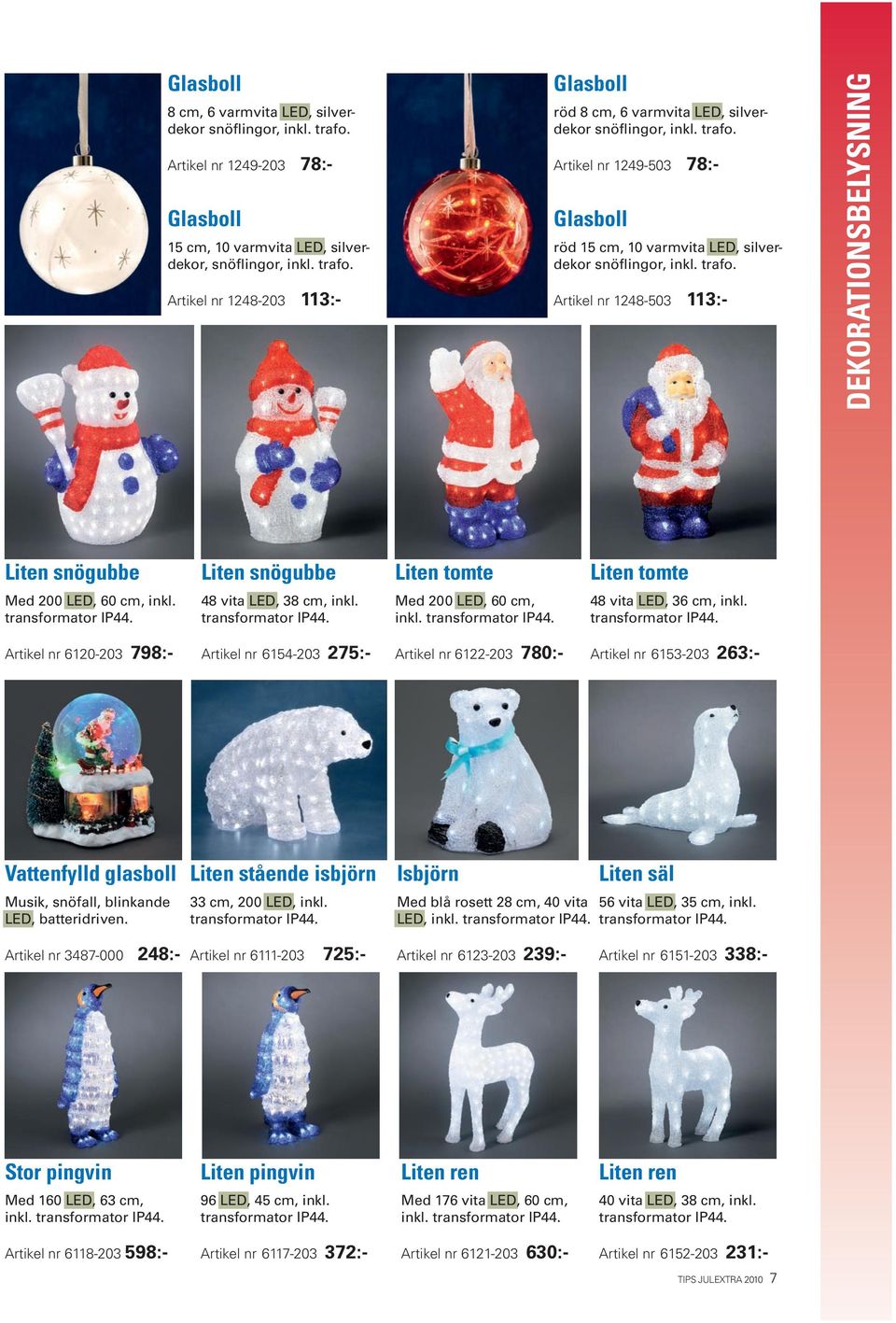 Artikel nr 1248-503 113:- DEKORATIONSBELYSNING Liten snögubbe Liten snögubbe Liten tomte Liten tomte Med 200 LED, 60 cm, inkl. 48 vita LED, 38 cm, inkl. Med 200 LED, 60 cm, inkl. 48 vita LED, 36 cm, inkl.