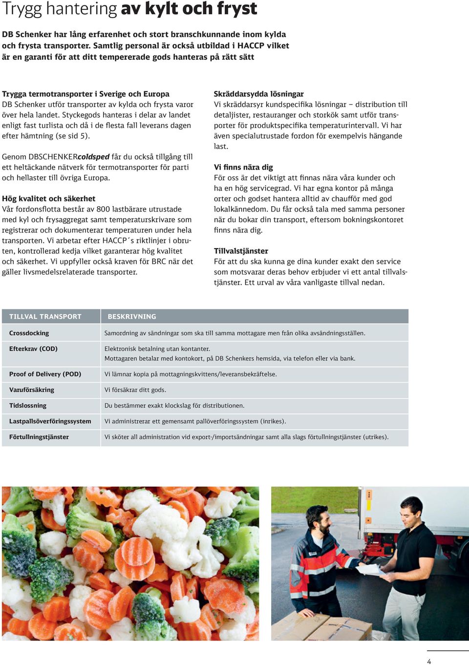 och frysta varor över hela landet. Styckegods hanteras i delar av landet enligt fast turlista och då i de flesta fall leverans dagen efter hämtning (se sid 5).