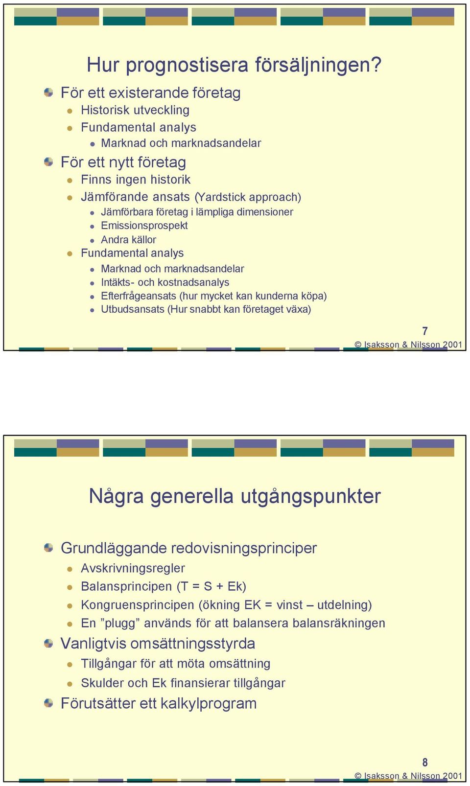 lämpliga dimensioner Emissionsprospekt Andra källor Fundamental analys Marknad och marknadsandelar Intäkts- och kostnadsanalys Efterfrågeansats (hur mycket kan kunderna köpa) Utbudsansats (Hur snabbt