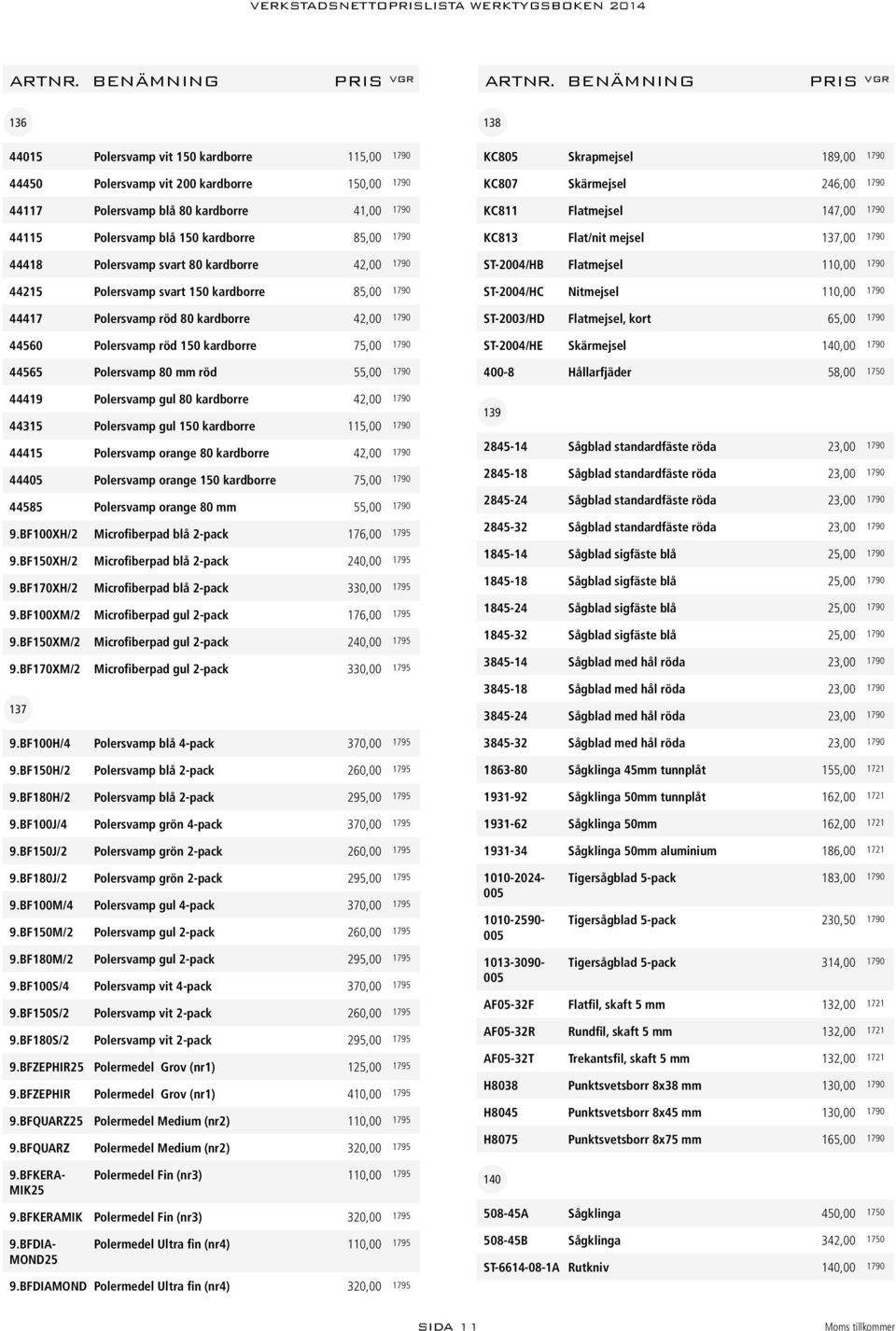 mm röd 55,00 1790 44419 Polersvamp gul 80 kardborre 42,00 1790 44315 Polersvamp gul 150 kardborre 115,00 1790 44415 Polersvamp orange 80 kardborre 42,00 1790 44405 Polersvamp orange 150 kardborre