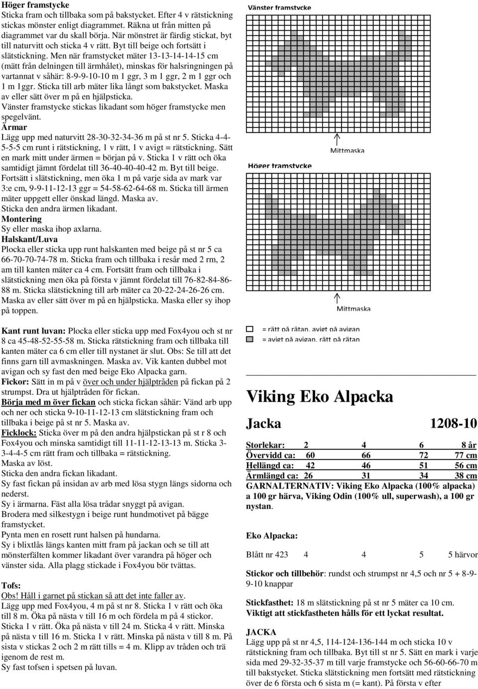 Men när framstycket mäter 13-13-14-14-15 cm (mätt från delningen till ärmhålet), minskas för halsringningen på vartannat v såhär: 8-9-9-10-10 m 1 ggr, 3 m 1 ggr, 2 m 1 ggr och 1 m 1ggr.